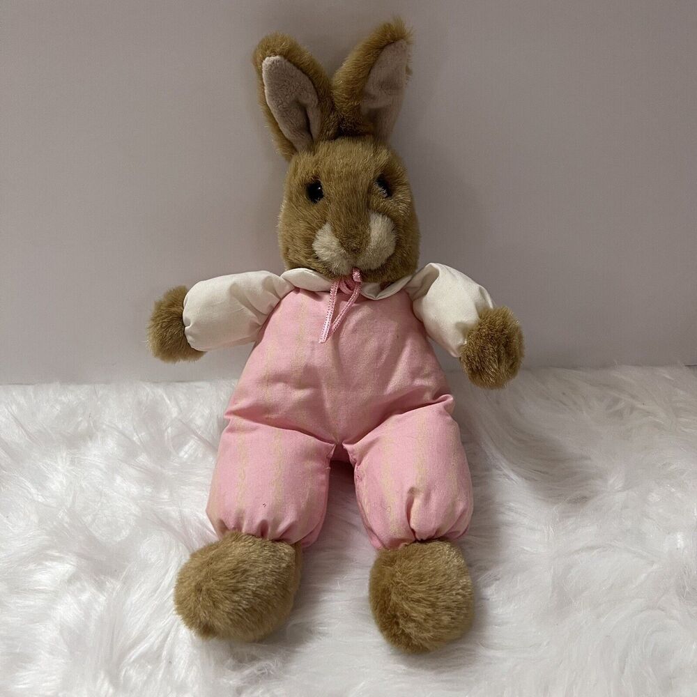 Dakin Pink Brown Bunny Rabbit Plush Stuffed Animal Vintage Toy 1990 Easter